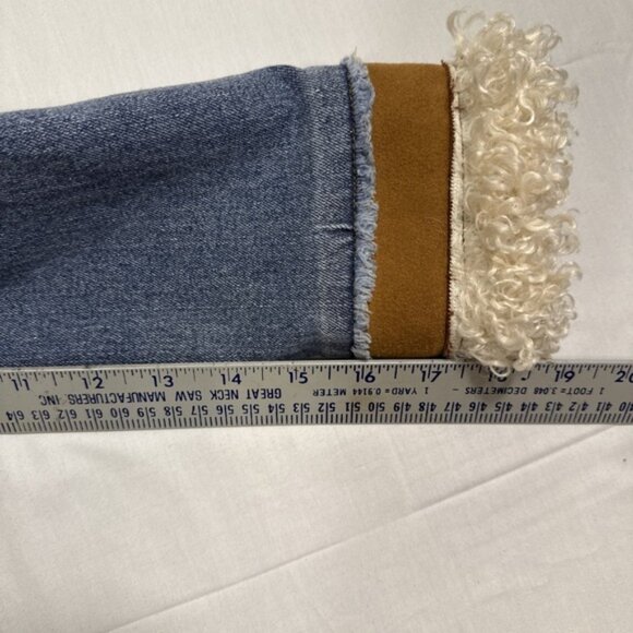 B. COATURE Long Duster Denim Jacket HOOD FAUX SUEDE FAUX SHERPA WOMEN SM NWT - Picture 8 of 11